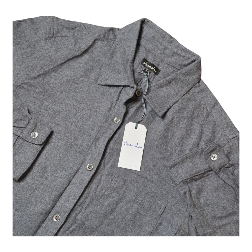 Steven Alan Women's M New Classic Shirtdress Brushed Cotton Charcoal NWT USA